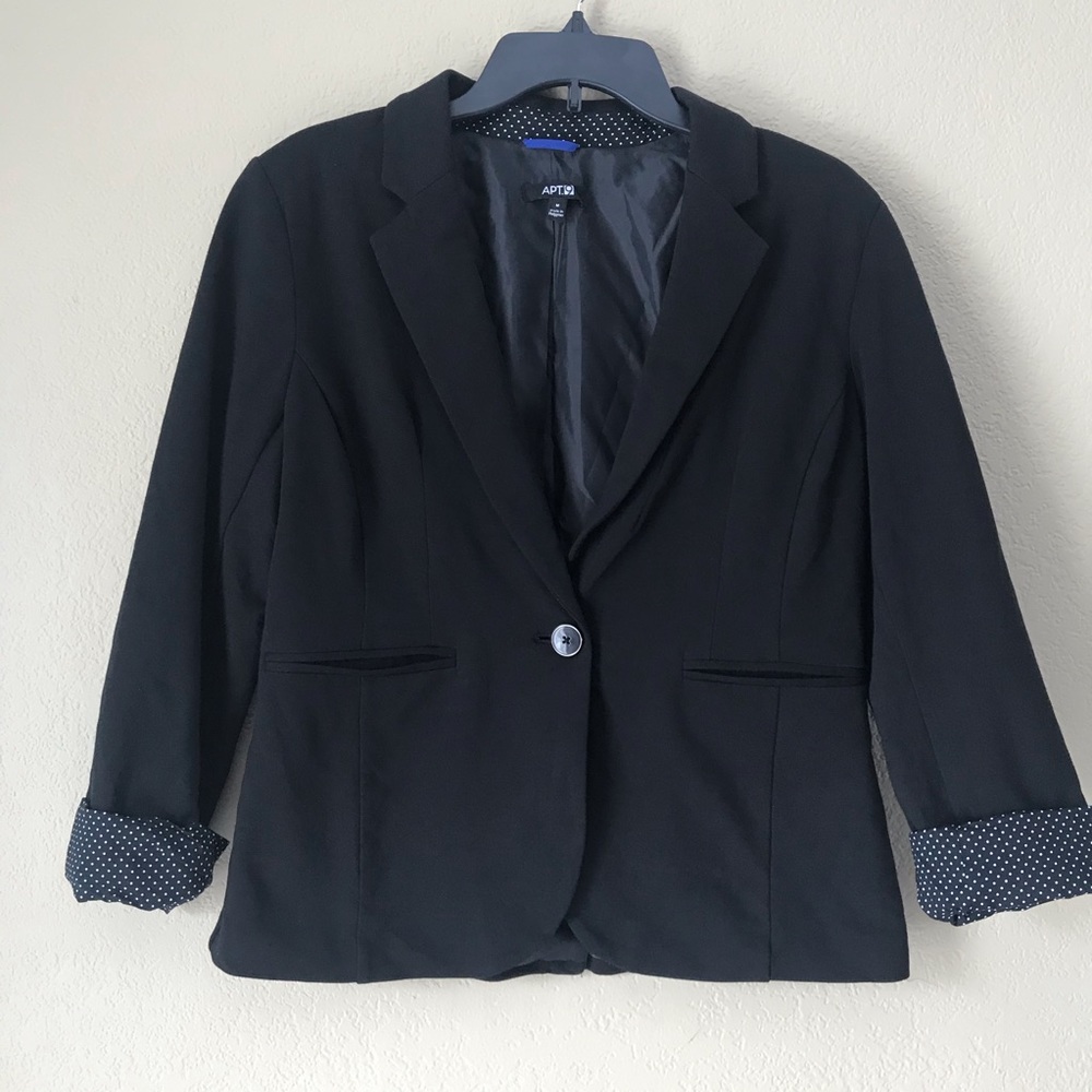 Apt 9 Black Blazer with Polka Dot Lining